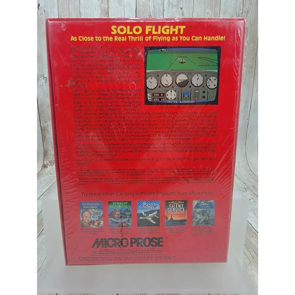 Vintage 1985 Micro Prose Solo Flight PC Computer Game Atari 48K Disk 400/800 XL.